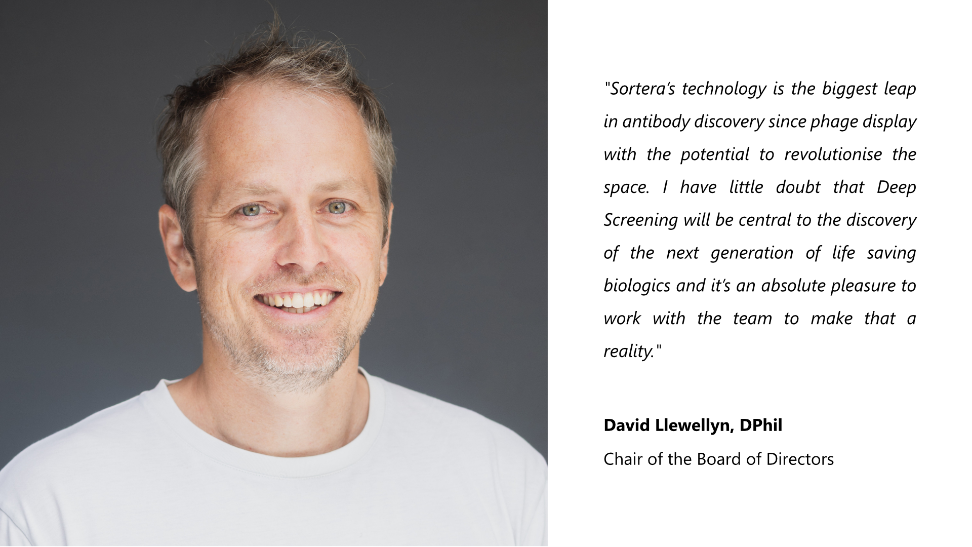 Sortera Bio announces appointment of David Llewellyn as Chair of the Board of Directors